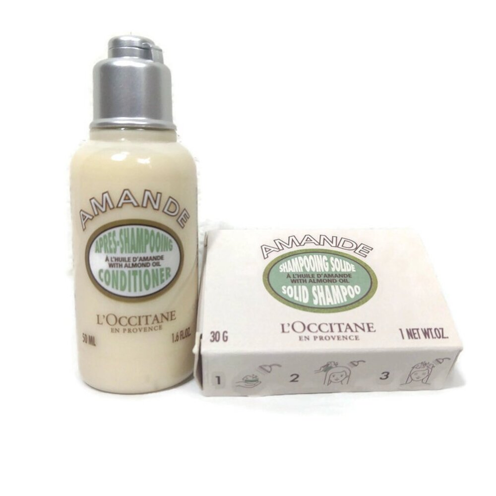 L'Occitane Almond Solid Shampoo Bar & Conditioner 30G / 50ML Set of 2 NEW